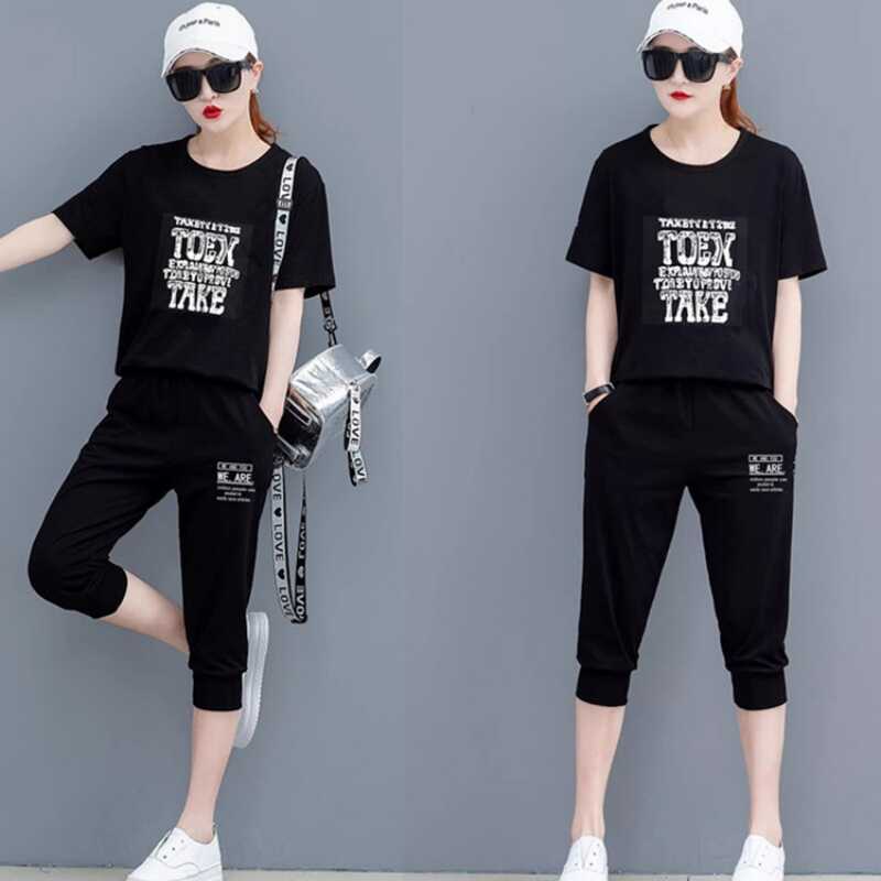 Summer New Style Plus Size Fat Women's Casual Wear Set, Loose Short-Sleeved, Body-Covering Sports Suit for Women Summer New Style Plus Size Fat Women's Casual Wear Set, Loose Short-Sleeved, Body-Covering Sports Suit for Women