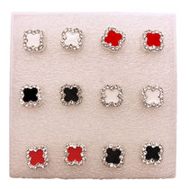 South Korea hypoallergenic plastic needle earrings all-match simple glue needle female student temperament boxed love four-leaf flower earrings
