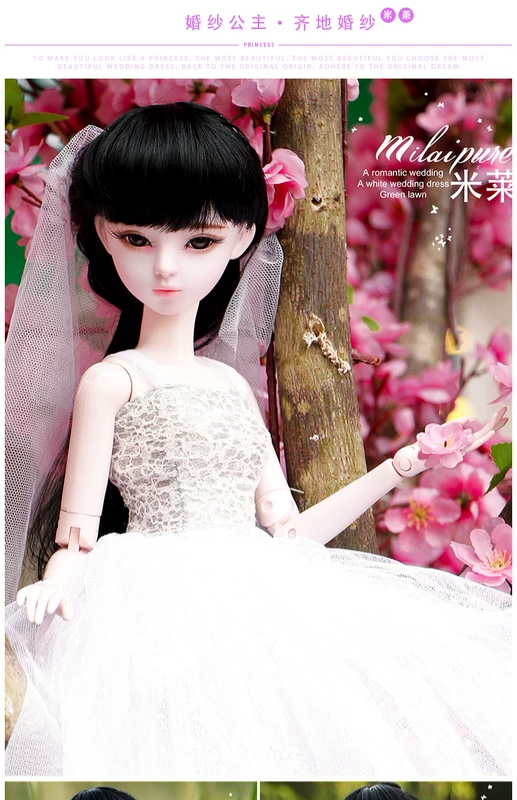 Váy cưới cho bé 60cm tốt với một chiếc váy vai lưới màu hồng ren cô bé sáu tuổi nối búp bê phụ kiện