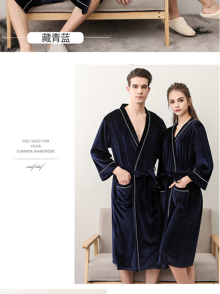 Áo ngủ mùa thu đôi kimono Nữ dài phần nhung vàng bốn mùa áo choàng tắm Nam Nhật Bản đồ ngủ bằng lụa băng đồ ngủ nam
