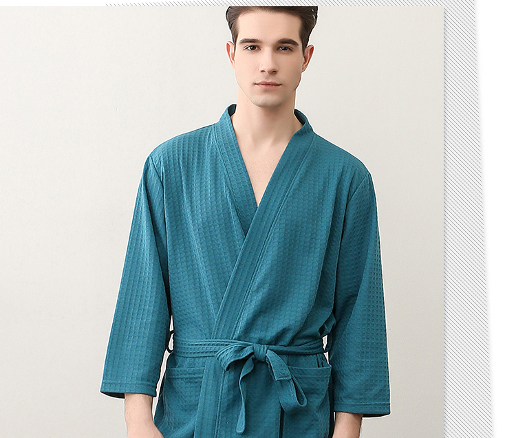 Của nam giới XL trắng áo choàng tắm năm sao phần mỏng sexy yukata mùa hè giả cotton thấm vài áo ngủ