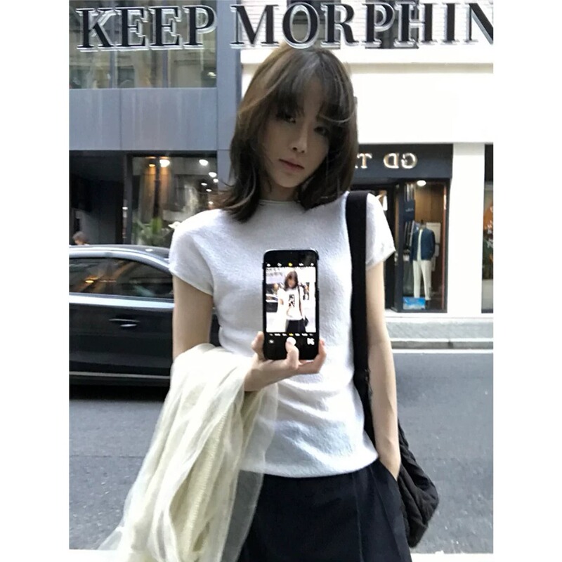Zhong He ·26 New Summer Style 60-Count German Yangzi Yarn Imitation Wool Seamless Lightweight Short-Sleeve T-Shirt