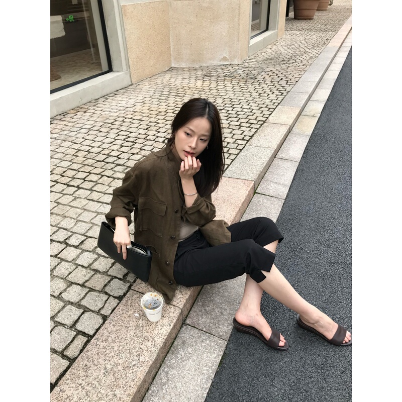 Zhong He · Capri Pants 26 Summer New Vintage Mid-Low Waist Elastic Slimming Black Cropped Casual Pants Zhong He · Capri Pants 26 Summer New Vintage Mid-Low Waist Elastic Slimming Black Cropped Casual Pants