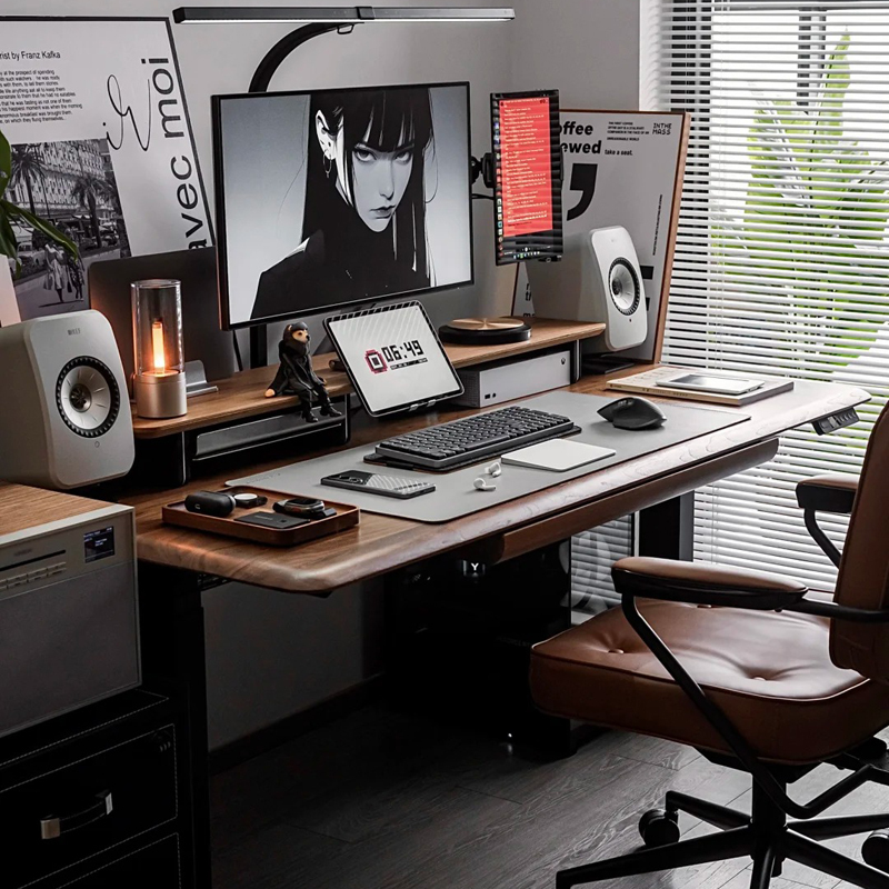 Solid Wood Electric Lift Desk Large Computer Desktop Desk Home Large Long Desk Bedroom Double Gaming Desk Office Desk