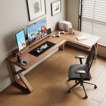 Solid wooden legs k-shaped corner desk household l-shaped computer desk