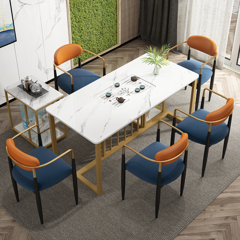 Light Lavish Rockboard Tea Table And Chairs Composition Office Home Tea Tea Integrated Kung Fu Tea Table Tea Table Suit Modern Minima-Taobao