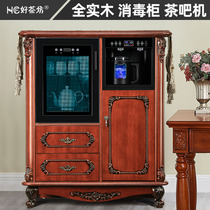 All solid wood European style retro disinfection cabinet home smart vertical tea bar Machine hot and cold water dispenser automatic tea cabinet