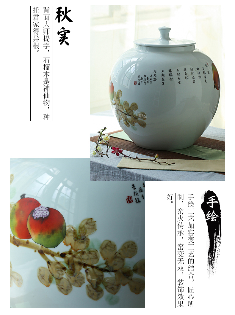 Hand - made jingdezhen ceramic barrel ricer 40 kg box pack household moistureproof cylinder cylinder tank storage rice jar with cover