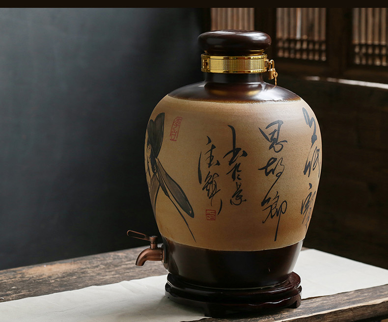 Liquor jar of archaize ceramic wine jar sealing 20 jins 10 jins 50 bottles of jingdezhen pot brewing cylinder household