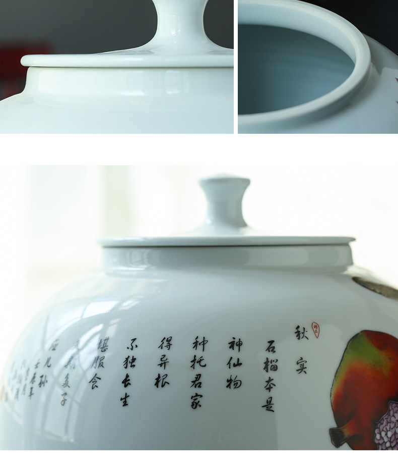 Hand - made jingdezhen ceramic barrel ricer 40 kg box pack household moistureproof cylinder cylinder tank storage rice jar with cover