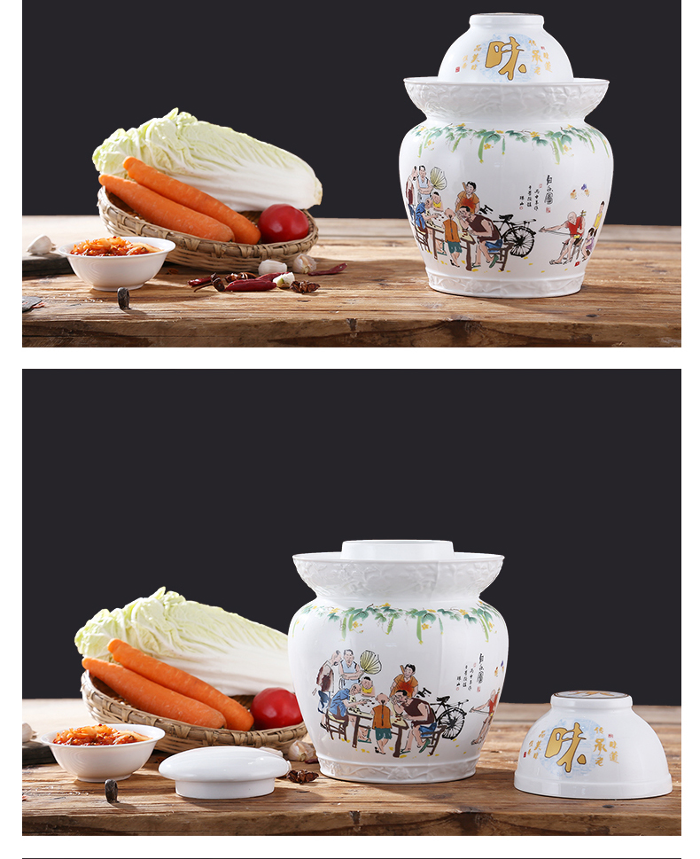 Jingdezhen ceramic kimchi altar seal storage tank sichuan pickles pickled vegetables can double cover lead - free pickle jar