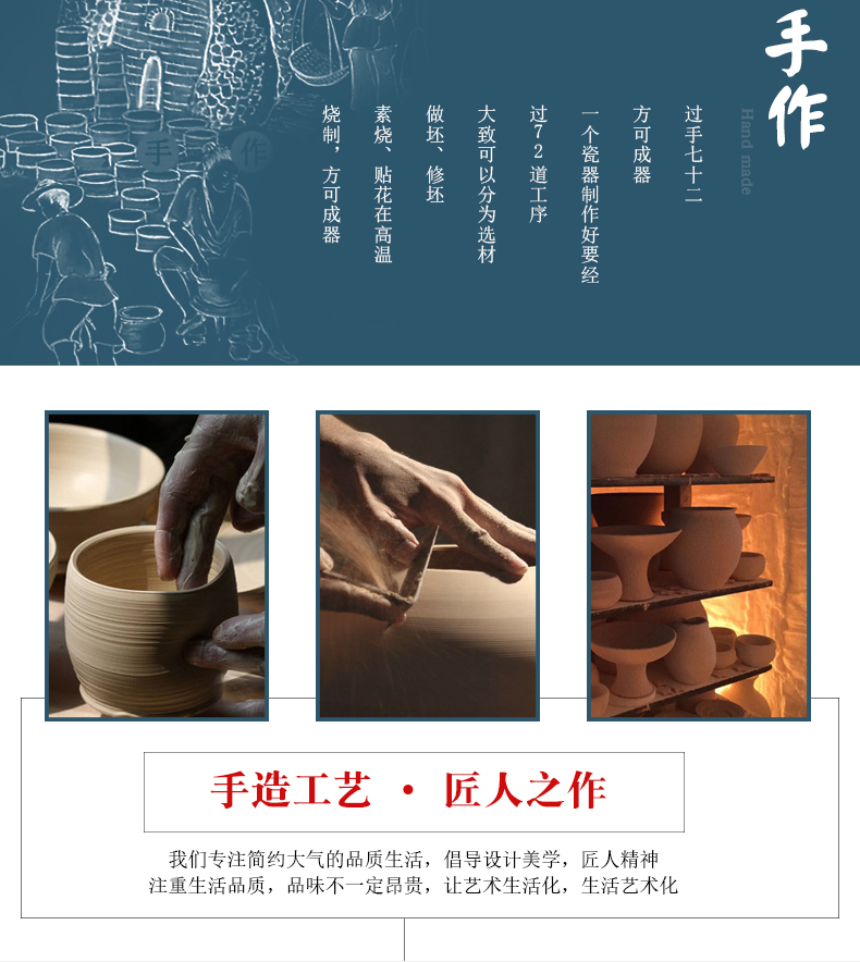 Hand - made jingdezhen ceramic barrel ricer 40 kg box pack household moistureproof tea urn cylinder oil tank of water meters storage jar with cover