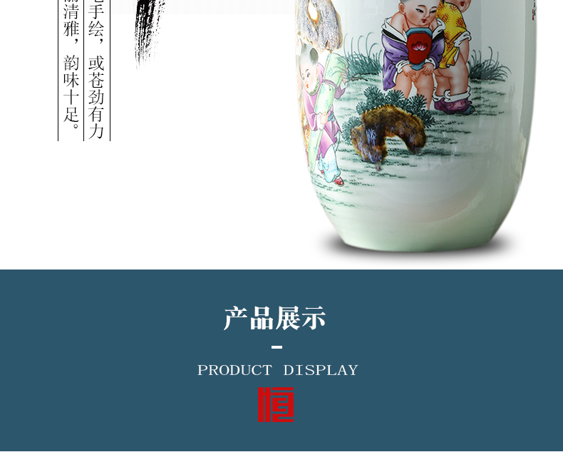 Hand - made jingdezhen ceramic barrel ricer 40 kg box pack household moistureproof tea urn cylinder oil tank of water meters storage jar with cover