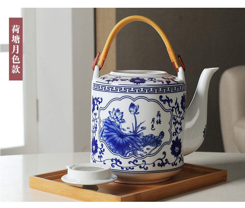 Jingdezhen porcelain ceramic teapot high - capacity cool large blue and white porcelain kettle cold girder teapot household kettle