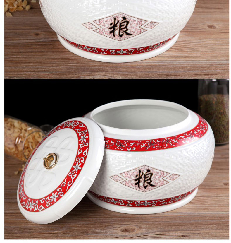 Jingdezhen ceramic barrel ricer box store meter box 10 kg sealed insect - resistant moistureproof with cover to ricer box flour cylinder household