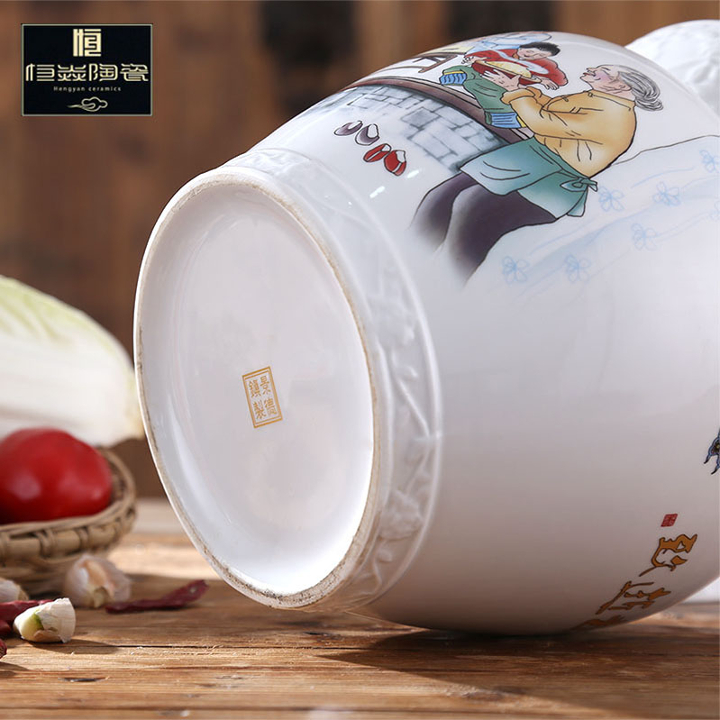 Jingdezhen ceramic kimchi altar seal storage tank sichuan pickles pickled vegetables can double cover lead - free pickle jar