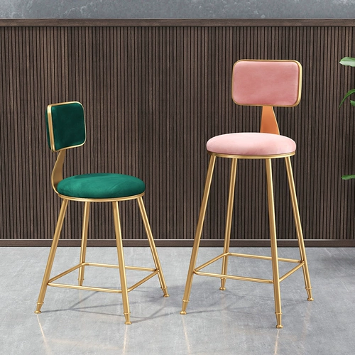 Обеденный стул Nordic ins casual Milk Tea Shop Wine Bars net Red Check Coffee Light Luxury Bench