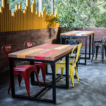 American LOFT retro solid wood table Nordic Cafeteria West restaurant table and chairs industrial wind restaurant table and chairs