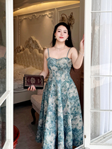 Meet home fat mm French style retro crummy with dress Dress Woman Big Code Advanced Feel Jacquard Seaside Long Skirt