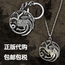 Rights Game Genuine Perimeter Ice And Fire Song Tanglian Dragon Mother Fire Dragon Key Button Pendant Necklace