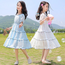 Girls Short Sleeve Dress 2022 New Summer Girl Small Fresh Dress Baby Fashionable Snow Skirt