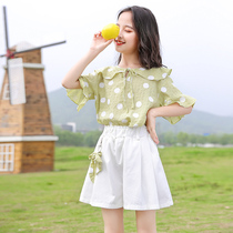 Childrens Short Sleeve T - shirt cotton girls summer shorts suit Yang Gas Network Red Big Child Little Girl Point Top 8