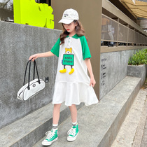 Girls Short Sleeve T Shirt Cute 2021 Summer Pure Cotton Gas Childrens Network Red Down Blade 6