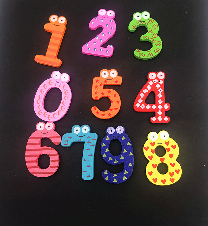 Medium - size digital refrigerator paste 0 - 9 Creative cartoon color wooden early education refrigerator with magnetic blackboard sticker