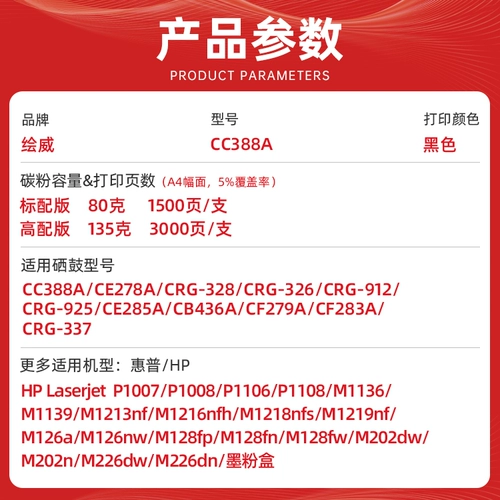 HP M1136 ПРИНТЕРНАЯ ЧИНК ПРИНЕСА ПОДСМОТРИ ДЛЯ HP88A CARTRIDGE CARPURDES M126A/NW HP P1108 P1007 P1106 1008 1213 Лазер Универсальный CC388A Carbon Powder 388A 388A