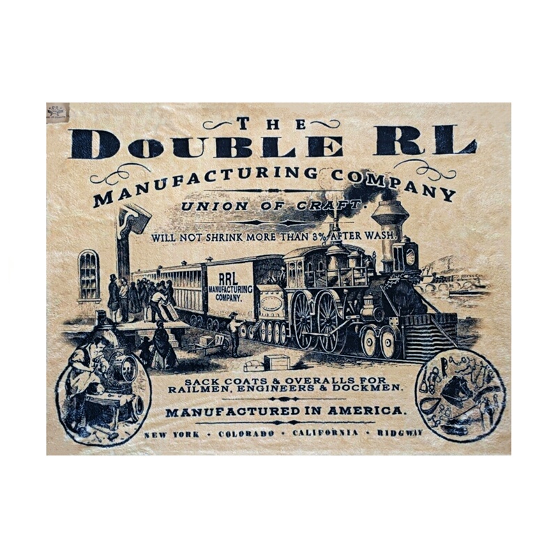 Rrl, Rl Gold Taitou Era Hand-Painted Train Pattern American Retro Cashmere Carpet Decorative Wall Painting Blanket
