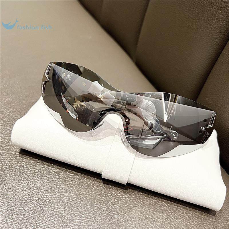 European and American Style Frameless Five-Pointed Star Integrated Women's Trendy Aviator Sunglasses Millennium Hot Girl Style Sunshade Sunglasses Yj