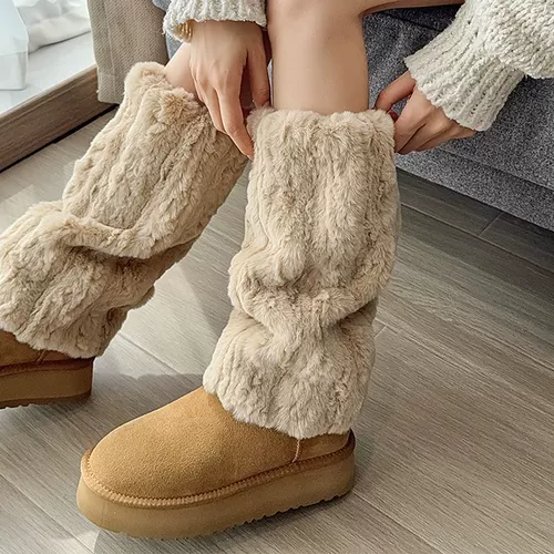 Бархатные удерживающие тепло гетры, демисезонные белые носки, утепленные высокие сапоги