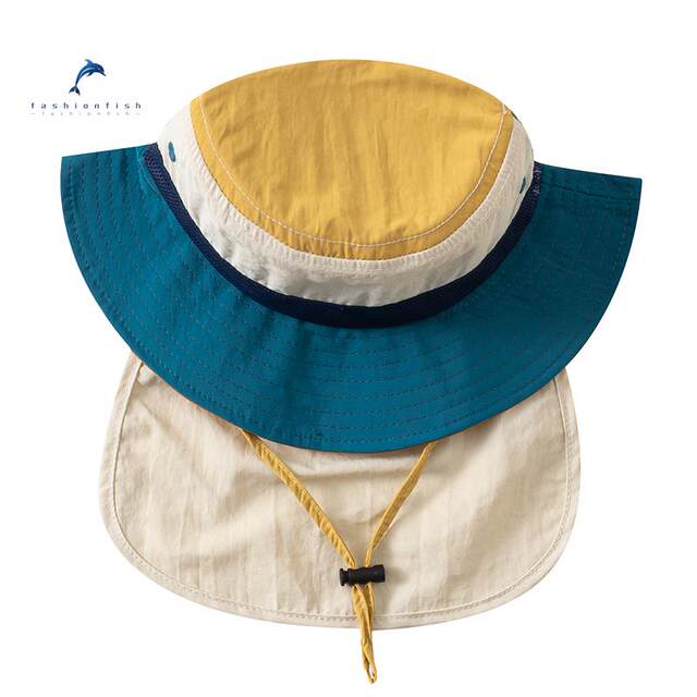Children's fisherman hat spring and summer quick-drying basin hat neck protection sun hat baby hat boys and girls sun protection sun hat