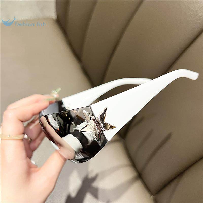 European and American Style Frameless Five-Pointed Star Integrated Women's Trendy Aviator Sunglasses Millennium Hot Girl Style Sunshade Sunglasses Yj