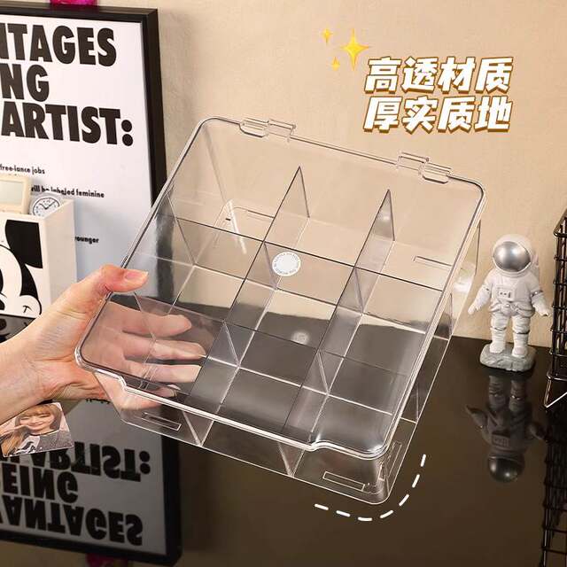 Small Card Storage Box with Flip Cover, Acrylic Ultraman Card Holder, Small Card Organizer with Compartments, Large Capacity