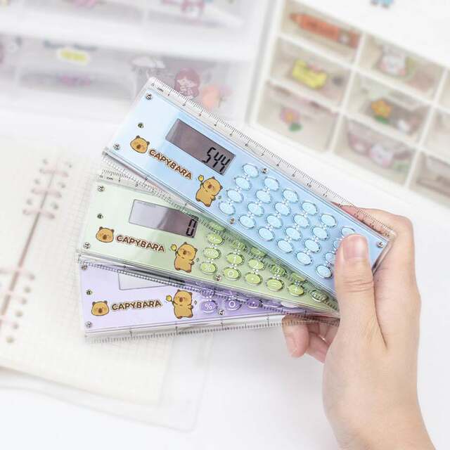 Ruler calculator dual-use multi-function folding computer ruler girl heart fresh mini student office study stationery prizes Korean personality creative cute and cute