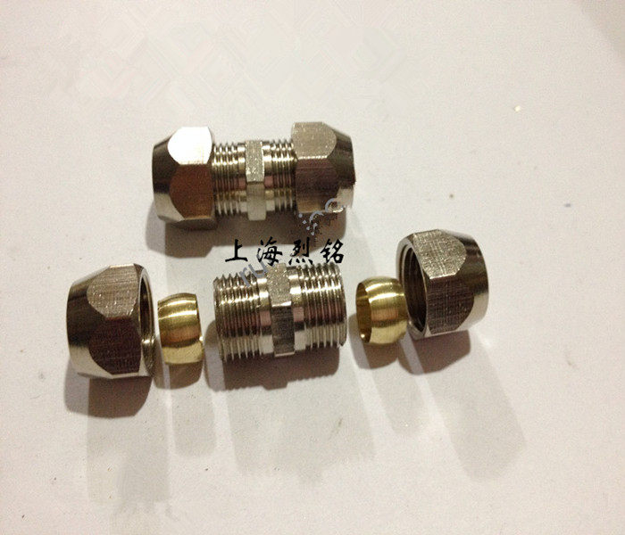 Pneumatic element copper joint cutting sleeve straight through double head cutting sleeve copper pipe joint 6 8 10 12 specs complete