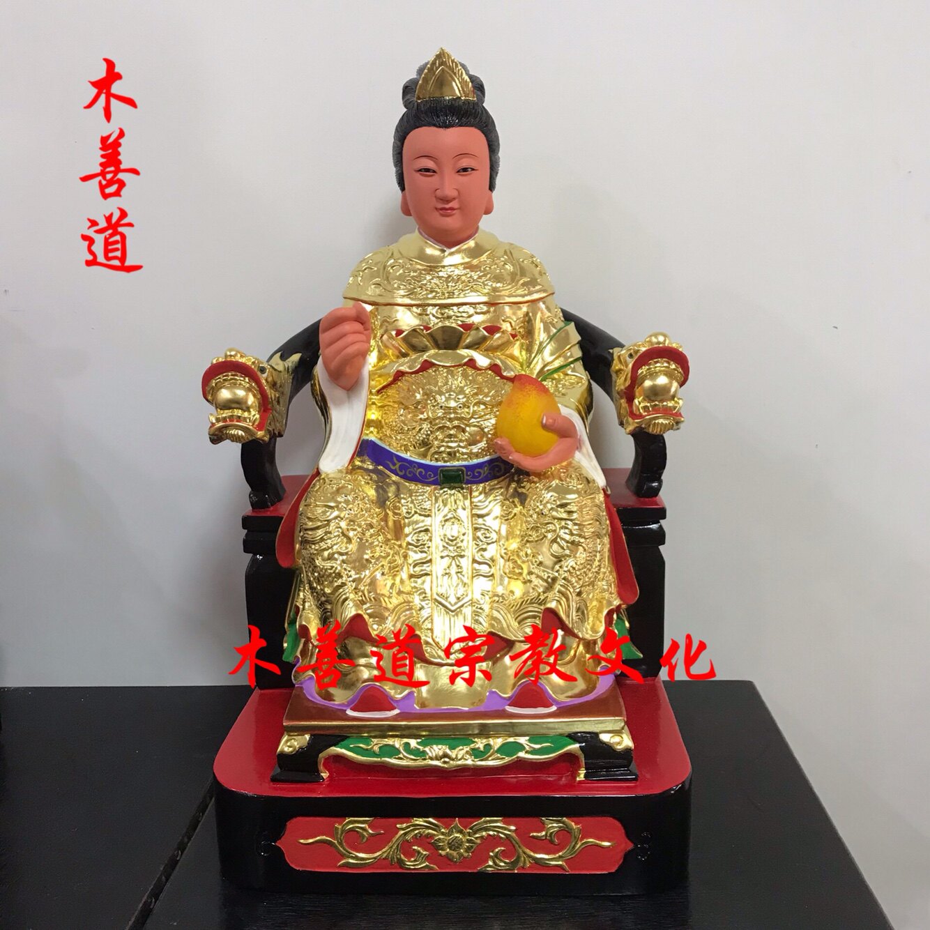 The wooden statue of the king mother of the wooden girl Yao Qiu Golden Mother Changwood fine stamp 48 cm