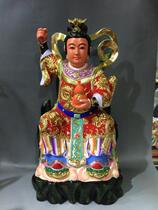 Wood carving nine days Xuanwu Taoist statue Private custom camphor wood lacquer line carving craft 48 cm