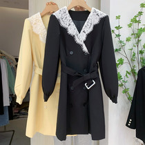 Lace Splicing Suit Skirt Woman Mid 2022 Spring upfront Body Slim Fit Style Close-up Dress Black Dress