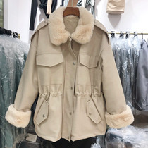 Collection Waist Plus Suede Fur Coat Woman 2021 Winter new loose Lean Fur One-piece Lamb Wool Jacket Thickened Cotton Coat