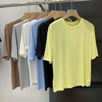 Ocargo Round Collar T-shirt Woman Short Sleeve 2022 Summer New Loose thin section Pit Strips Bottom Jersey Undershirt Blouse