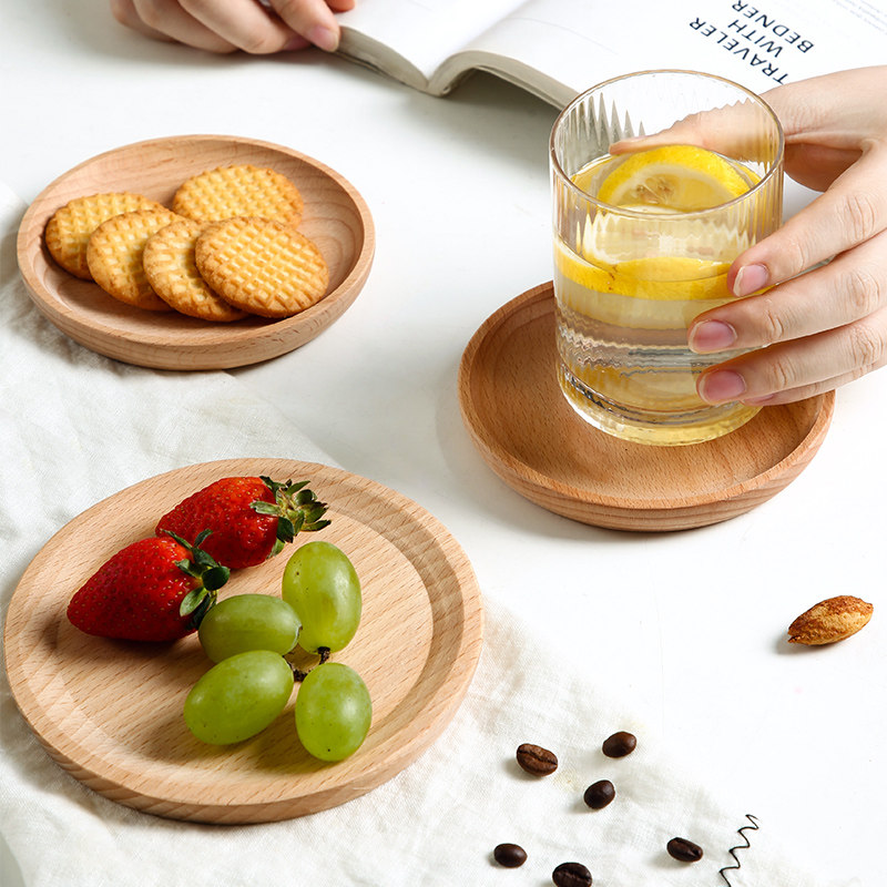 Home refreshment tray One person Tableware Breakfast Tray Water Fruit Pan Day Style Wooden Plate Cups small saucer