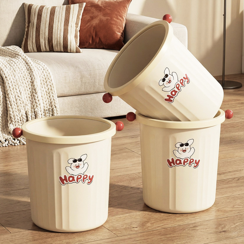 Trash Can with High Aesthetic Appeal, ins Style, New Model for Home Use in 2026, Suitable for Bedroom, Kitchen, and Bathroom, Large Capacity, Cute and Creative Wastebasket
