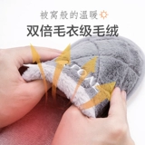 居家家 Практичные новогодние хлопковые тапочки, женские зимние домашние домашние зимние милые женские меховые тапочки на толстой подошве, сумка на каблуке