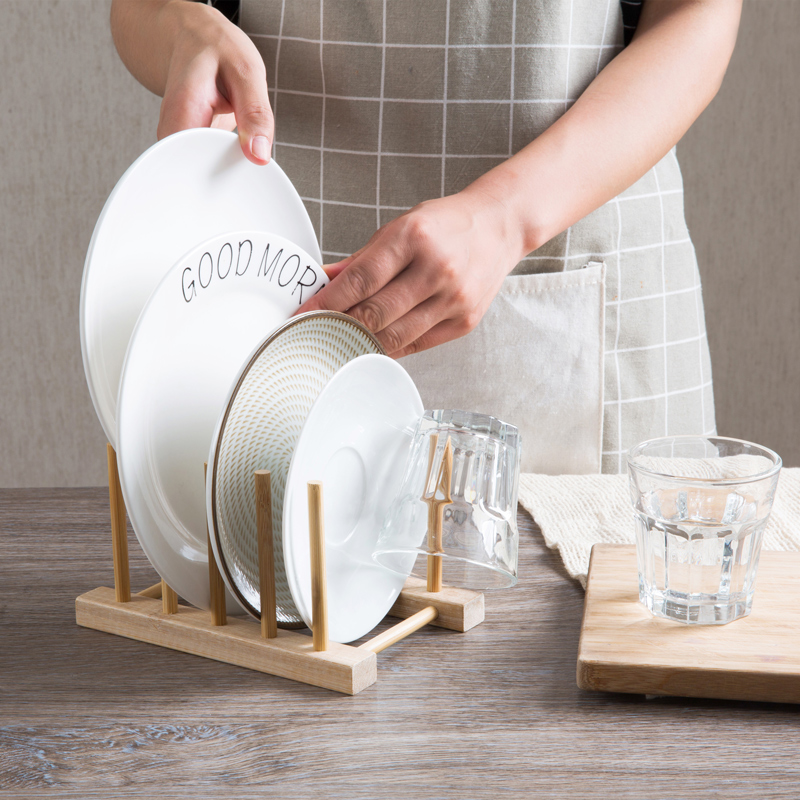 Home Home Bamboo Dish Drain Rack Dishes Rack Dishes Rack Kitchen Supplies Water Cups Shelf Shelf Shelving Shelf