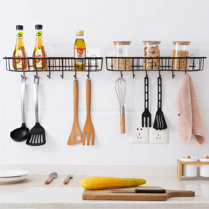 Usd 8 30 Home Iron Wall Hanging Storage Basket Kitchen Home Iron Wall Hanging Storage Basket Kitchen Supplies Free Punching Seasoning Rack Shelf