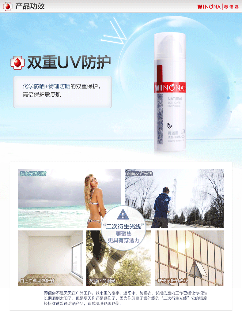 Kem chống nắng Winona Clear 50g SPF30 Kem chống nắng mùa hè Đàn ông và phụ nữ chống thấm nước UV kem chống nắng paula's choice