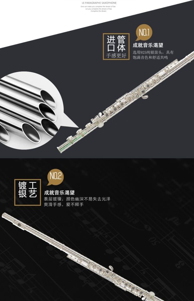 Di Rui Flute 17 lỗ mở và đóng B đuôi Nhạc cụ bằng đồng trắng mạ sáo - Nhạc cụ phương Tây kèn tàu