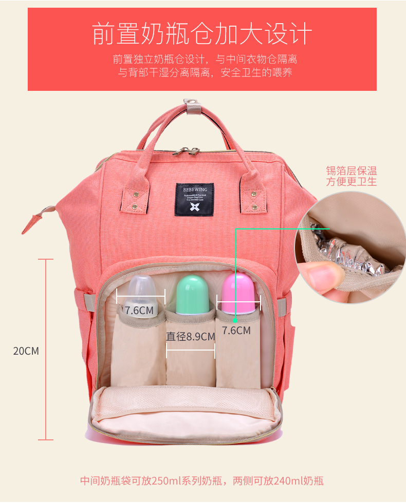 Bebewing Mummy bag đa chức năng công suất lớn Túi Mummy đeo vai ba lô thời trang túi mẹ và gói trẻ em - Túi / túi Baby bo tui xach cho me va be